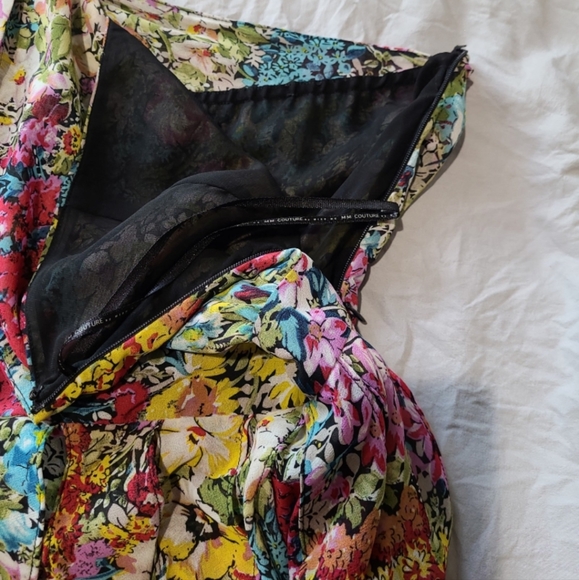 MM Courture by MISS ME Floral Sheer ruffled one Shoulder mini dress Size Sm. - Picture 9 of 12